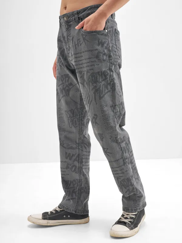 Marvel By Highlander Men Grey Black Panther Straight Fit Jeans