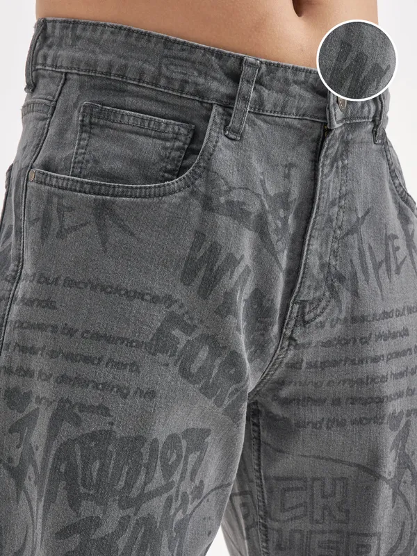 Marvel By Highlander Men Grey Black Panther Straight Fit Jeans