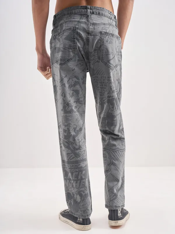 Marvel By Highlander Men Grey Black Panther Straight Fit Jeans