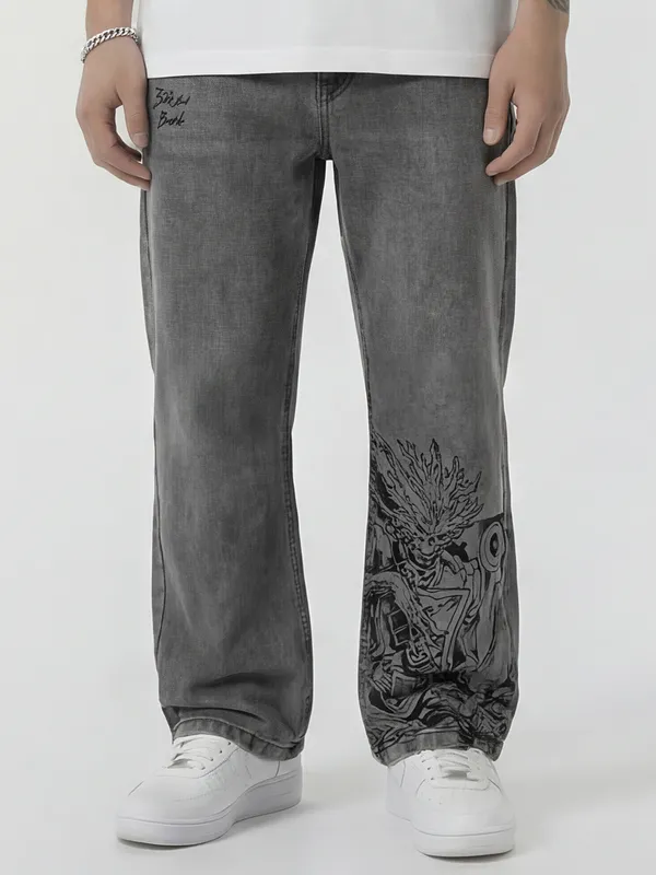 Marvel By Highlander Men Grey Groot Straight Fit Jeans