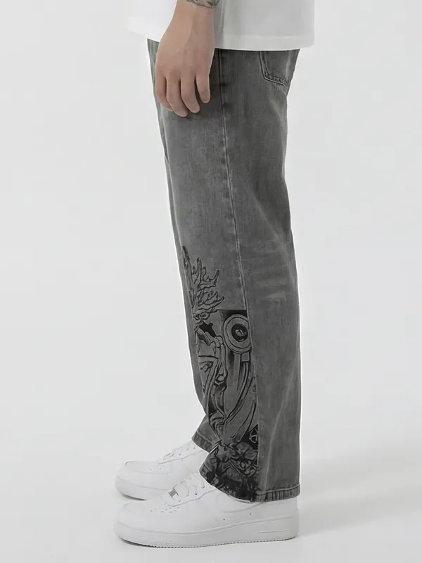 Marvel By Highlander Men Grey Groot Straight Fit Jeans