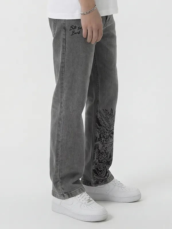 Marvel By Highlander Men Grey Groot Straight Fit Jeans
