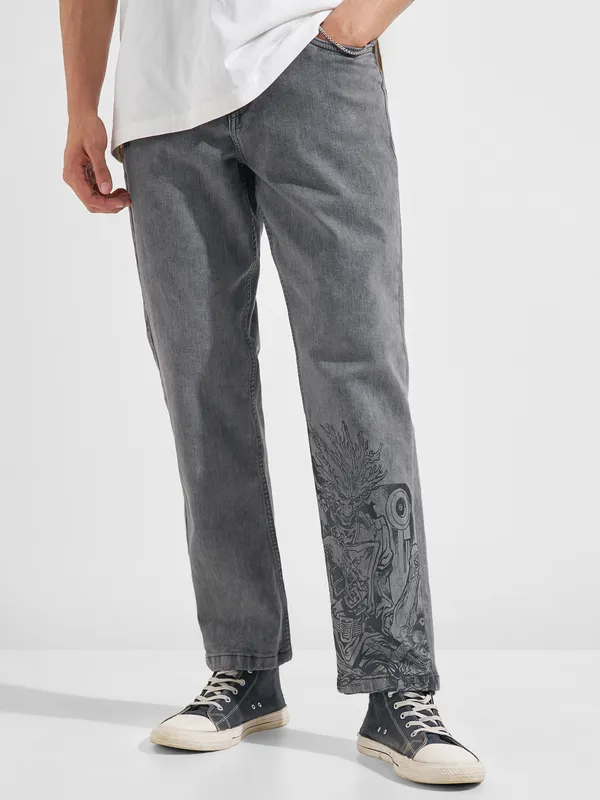 Marvel By Highlander Men Grey Groot Straight Fit Jeans