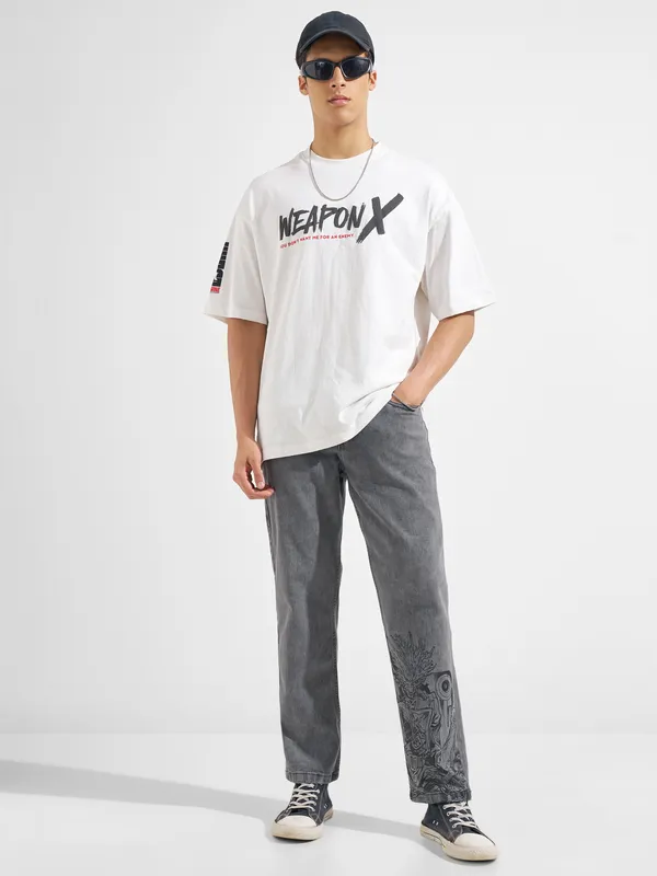 Marvel By Highlander Men Grey Groot Straight Fit Jeans