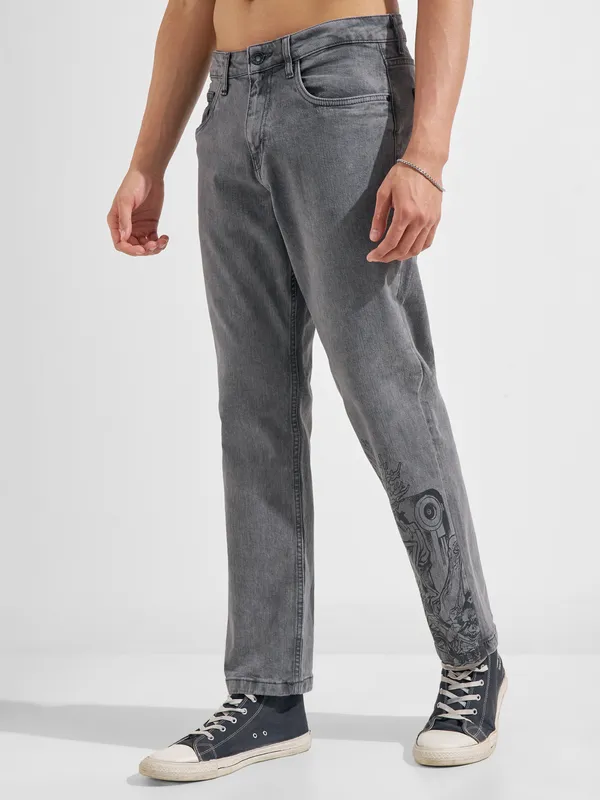 Marvel By Highlander Men Grey Groot Straight Fit Jeans