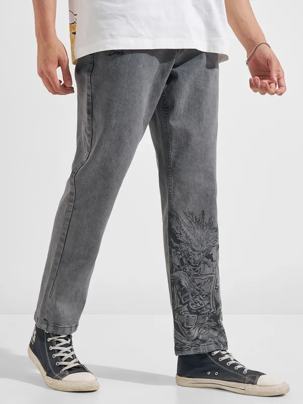 Marvel By Highlander Men Grey Groot Straight Fit Jeans