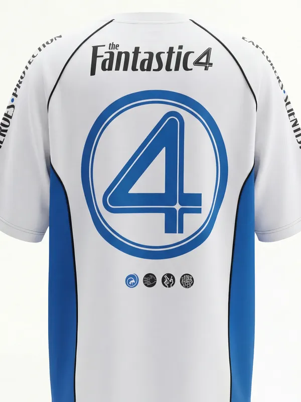 Marvel By Highlander Men White The Fantastic Four Printed Round Neck Oversized Fit T-Shirt