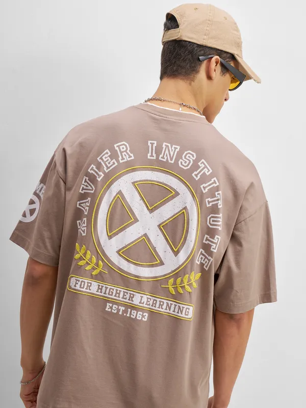 X-Men Men Embroidered V-Neck T-Shirt