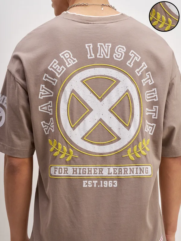 X-Men Men Embroidered V-Neck T-Shirt