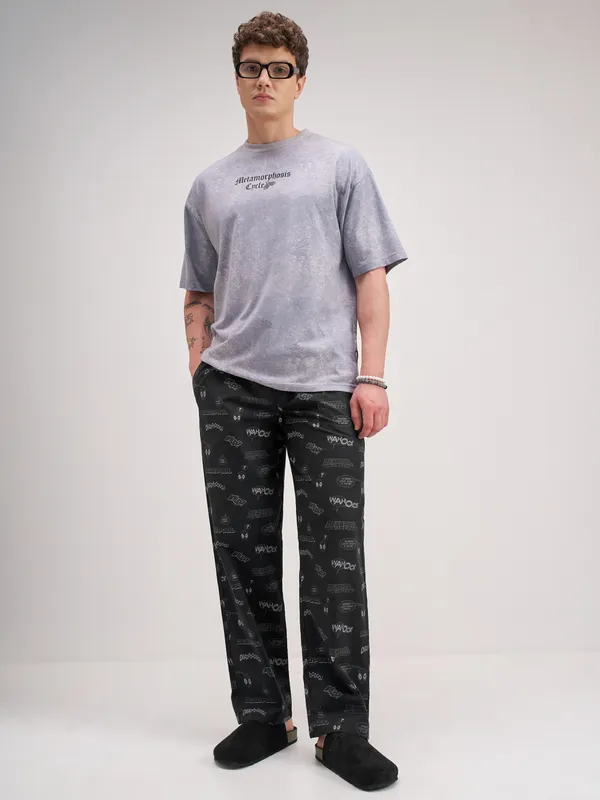 Marvel By Highlander Men Black Deadpool Printed Lounge Pant