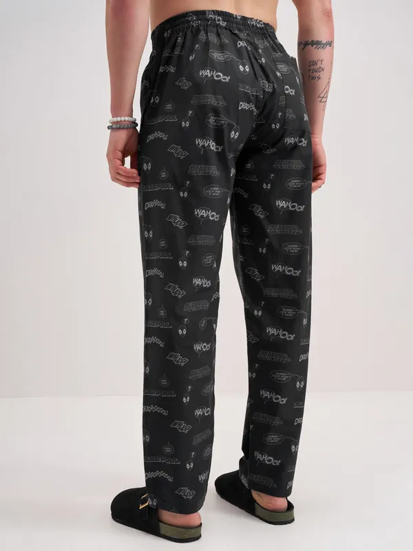 Marvel By Highlander Men Black Deadpool Printed Lounge Pant