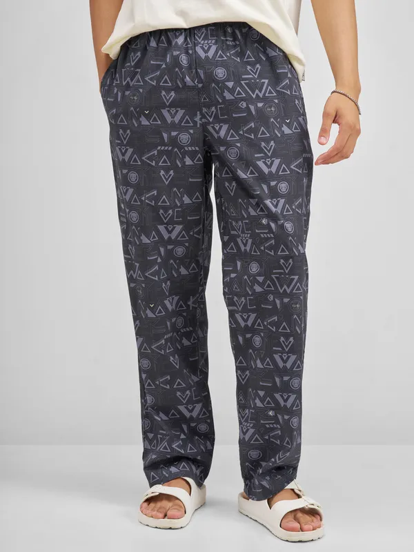 Marvel By Highlander Men Navy Blue Black Panther Printed Lounge Pant