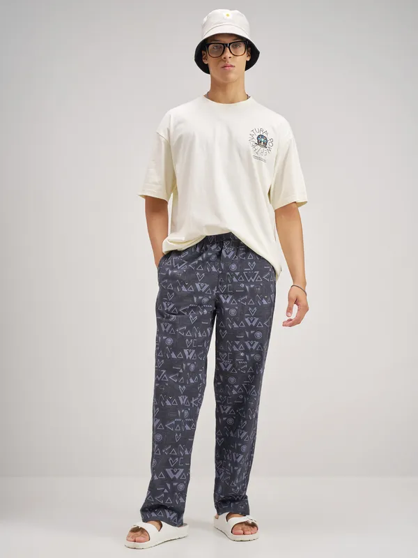 Marvel By Highlander Men Navy Blue Black Panther Printed Lounge Pant