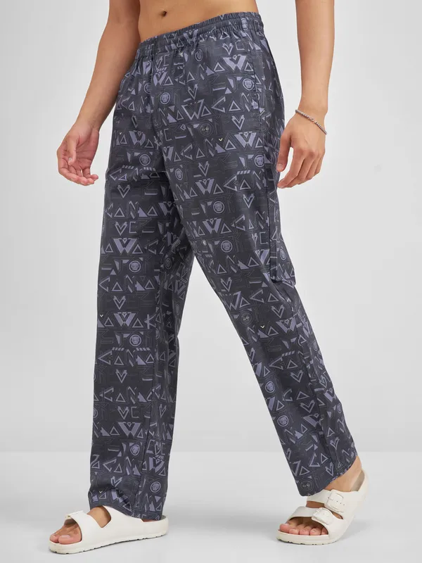Marvel By Highlander Men Navy Blue Black Panther Printed Lounge Pant