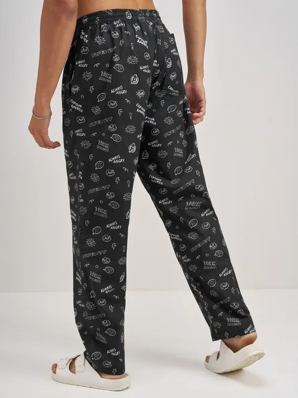 Marvel By Highlander Men Black Avengers Printed Lounge Pant