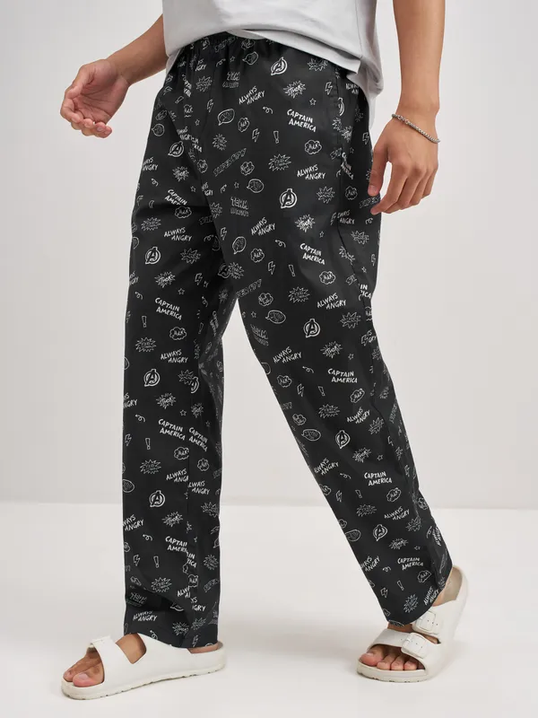 Marvel By Highlander Men Black Avengers Printed Lounge Pant