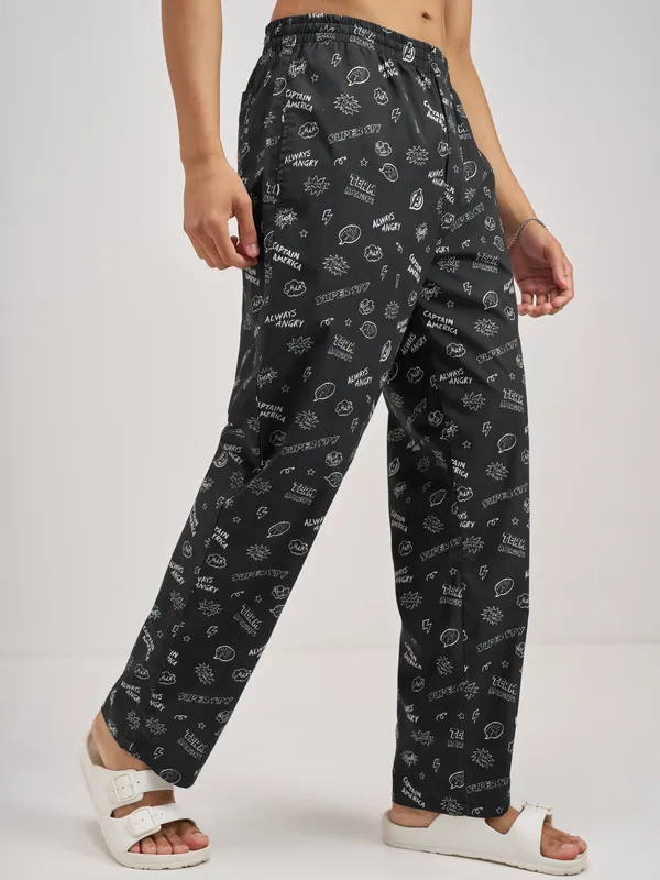 Marvel By Highlander Men Black Avengers Printed Lounge Pant