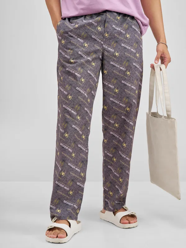Marvel By Highlander Men Grey Spider-Man Printed Lounge Pant