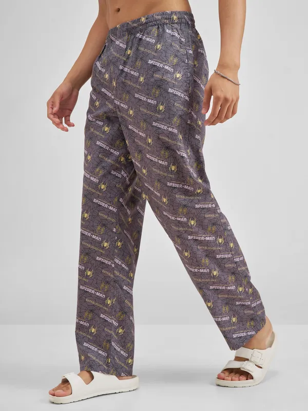 Marvel By Highlander Men Grey Spider-Man Printed Lounge Pant