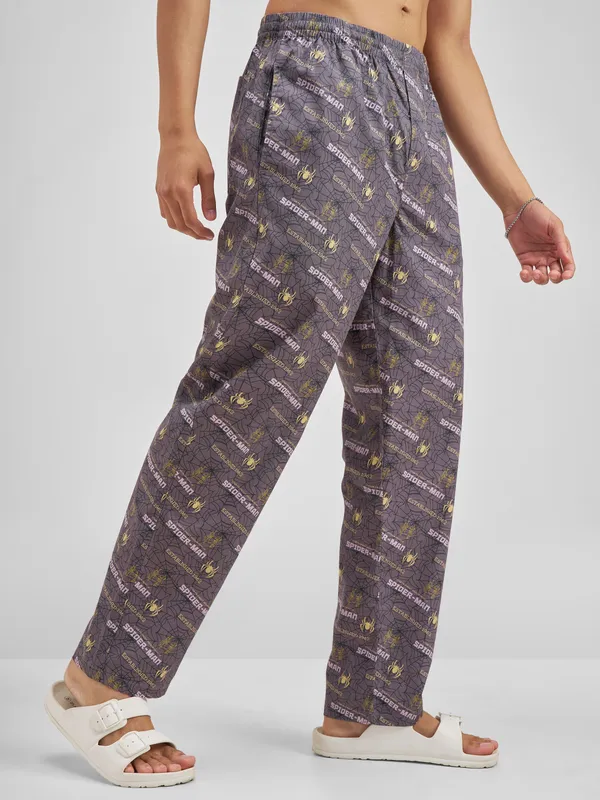 Marvel By Highlander Men Grey Spider-Man Printed Lounge Pant