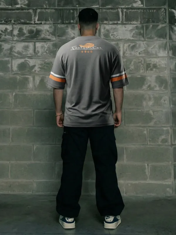 Marvel By Highlander Men Grey Fantasticar Printed Round Neck T-Shirt