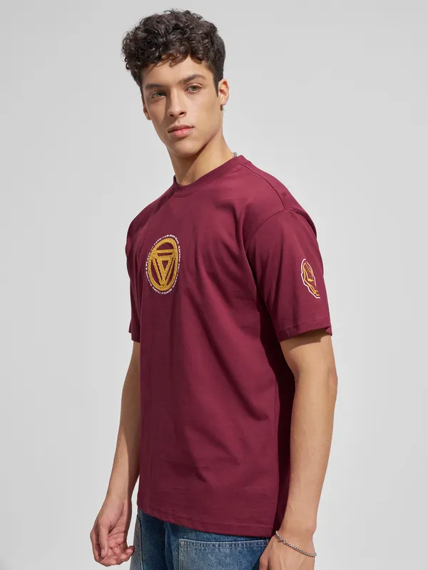 Marvel By Highlander Men Red Iron Man Printed Round Neck T-Shirt