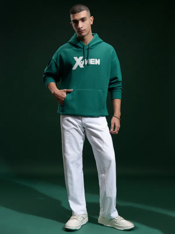 Marvel By Highlander Men Green Wolverine Hooded Pullover Sweatshirt