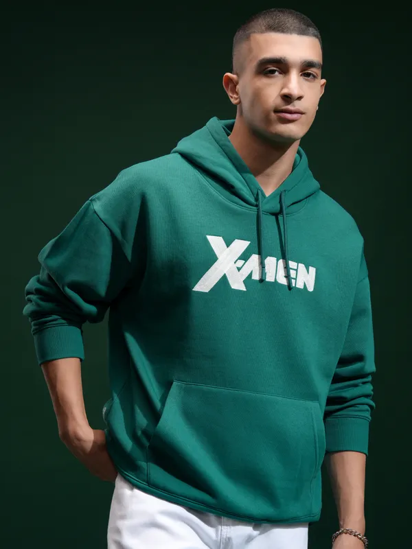 Marvel By Highlander Men Green Wolverine Hooded Pullover Sweatshirt