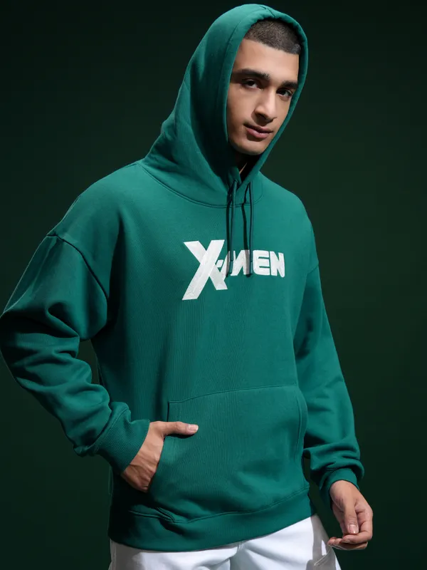 Marvel By Highlander Men Green Wolverine Hooded Pullover Sweatshirt