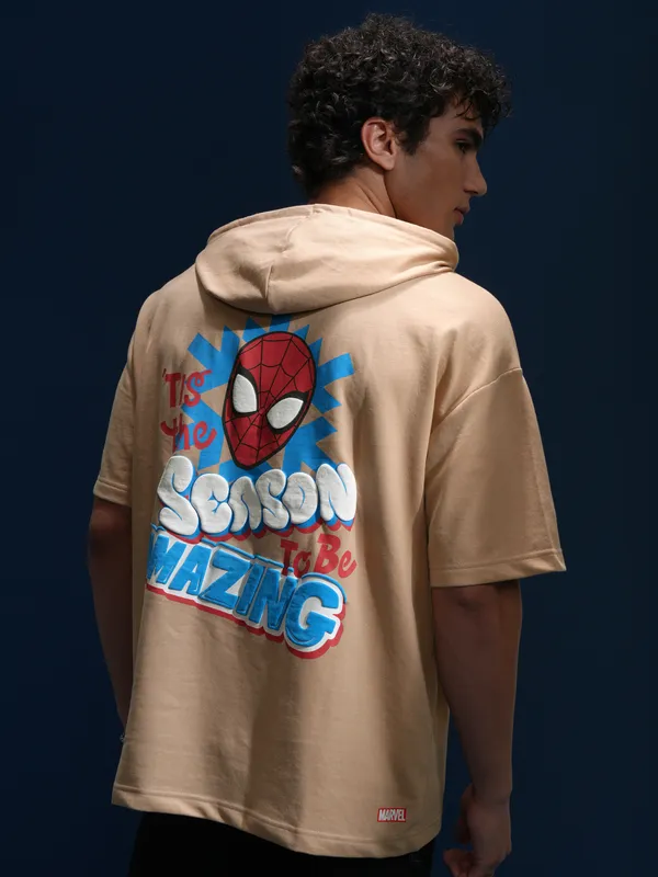 Marvel By Highlander Men Brown Spider-Man Hooded Pullover Sweatshirt