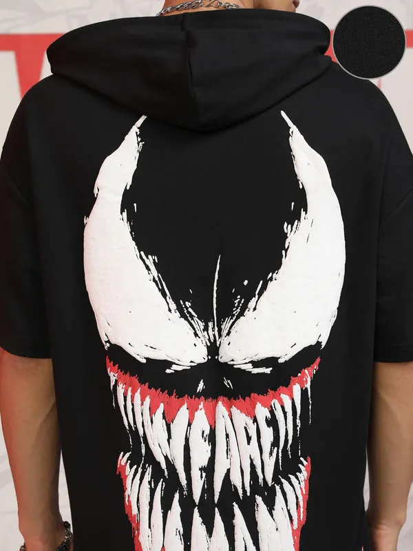 Marvel By Highlander Men Black Venom Hooded Pullover Sweatshirt