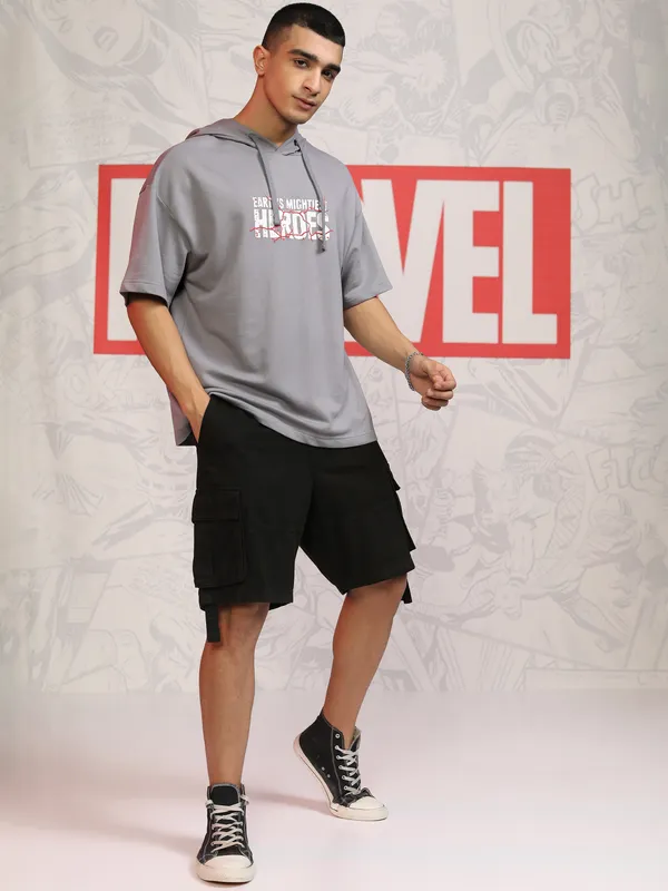 Marvel By Highlander Men Grey Avengers Hooded Pullover Sweatshirt