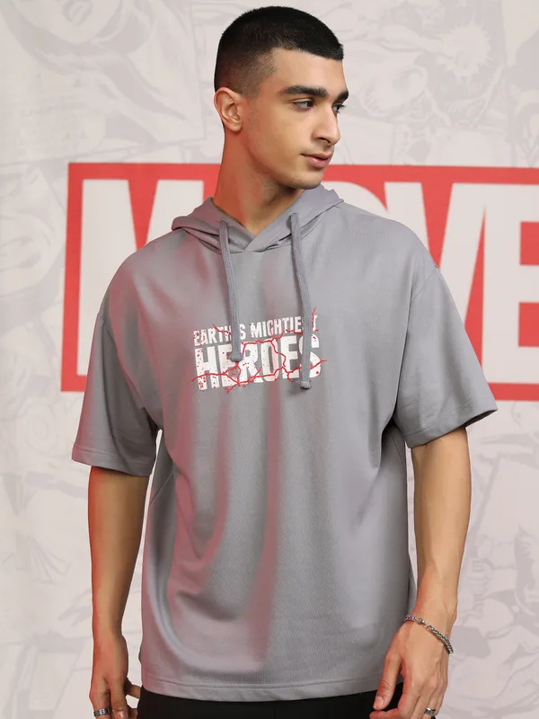 Marvel By Highlander Men Grey Avengers Hooded Pullover Sweatshirt