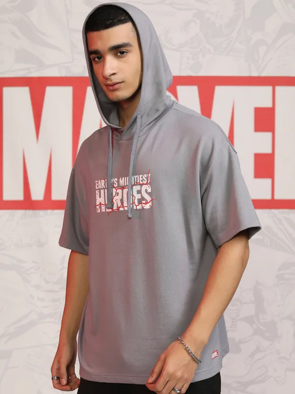 Marvel By Highlander Men Grey Avengers Hooded Pullover Sweatshirt