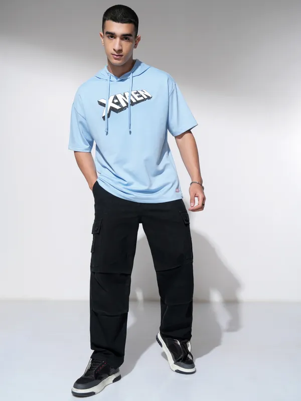 Marvel By Highlander Men Blue X-Men Hooded Pullover Sweatshirt