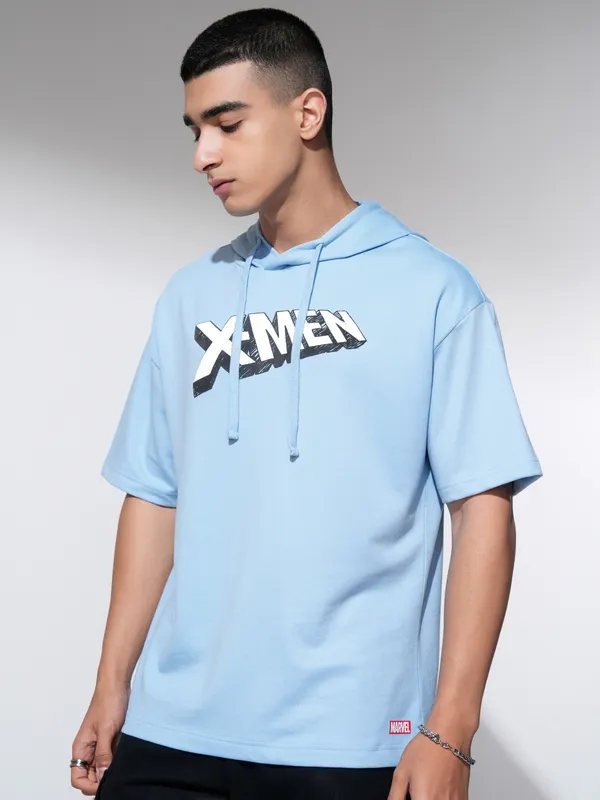 Marvel By Highlander Men Blue X-Men Hooded Pullover Sweatshirt