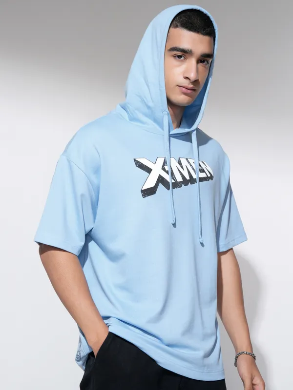 Marvel By Highlander Men Blue X-Men Hooded Pullover Sweatshirt