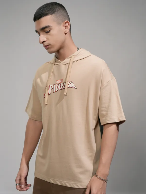 Marvel By Highlander Men Brown Spider-Man Hooded Pullover Sweatshirt