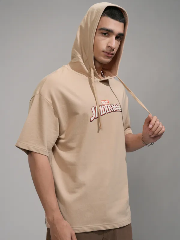 Marvel By Highlander Men Brown Spider-Man Hooded Pullover Sweatshirt