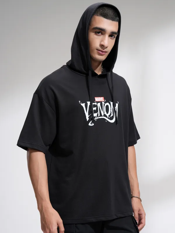 Marvel By Highlander Men Black Venom Hooded Pullover Sweatshirt