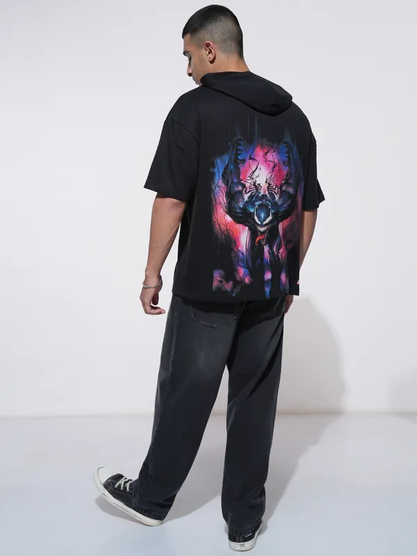 Marvel By Highlander Men Black Venom Hooded Pullover Sweatshirt