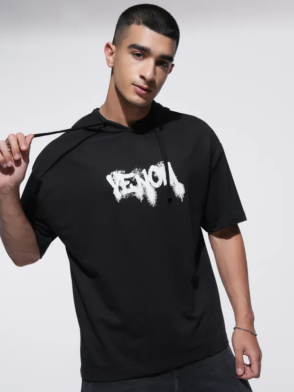 Marvel By Highlander Men Black Venom Hooded Pullover Sweatshirt