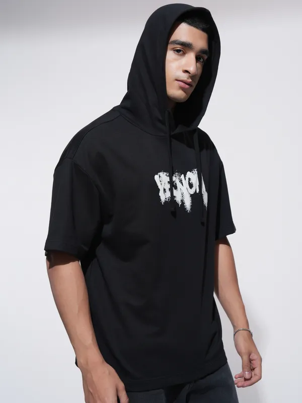 Marvel By Highlander Men Black Venom Hooded Pullover Sweatshirt