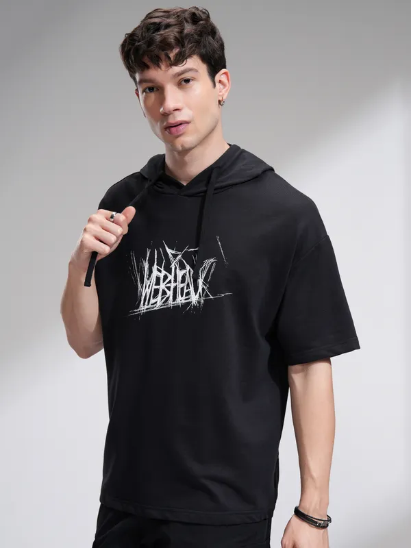 Marvel By Highlander Men Black Spider-Man Hooded Pullover Sweatshirt