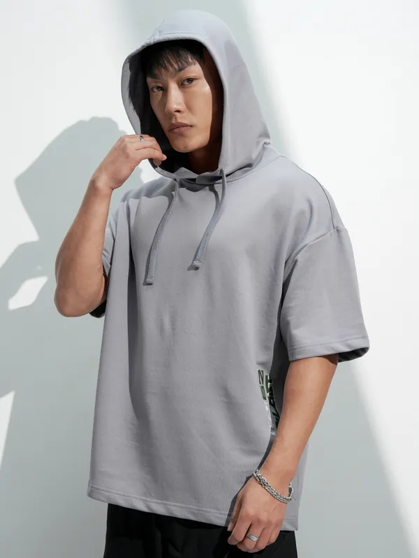 Marvel By Highlander Men Grey Hulk Oversized Fit Hooded Sweatshirt