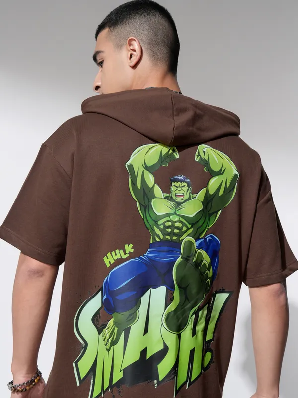 Marvel By Highlander Men Brown Hulk Hoodie Sweatshirt