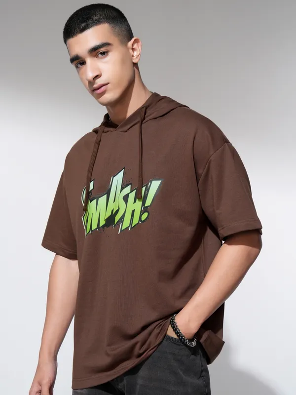 Marvel By Highlander Men Brown Hulk Hoodie Sweatshirt