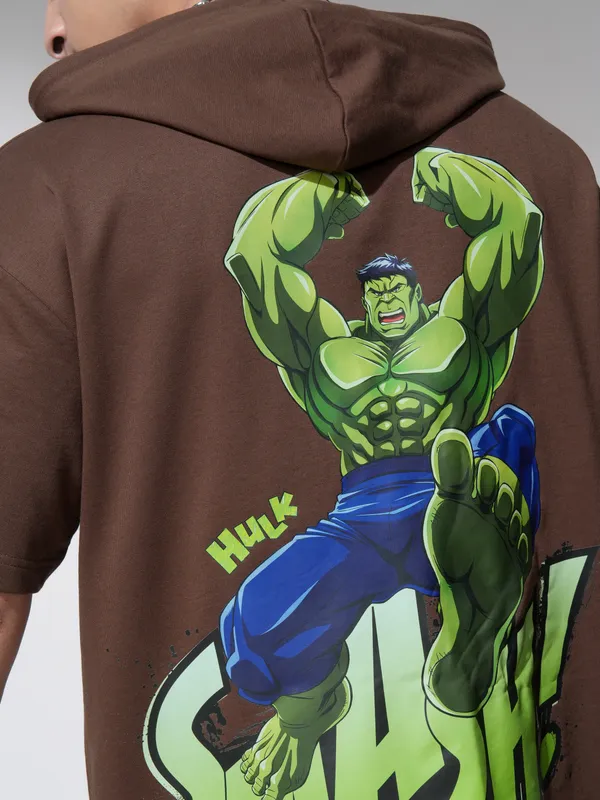 Marvel By Highlander Men Brown Hulk Hoodie Sweatshirt