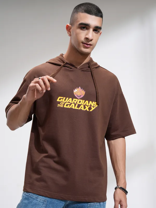 Marvel By Highlander Men Brown Guardians Of The Galaxy Hooded Pullover Sweatshirt