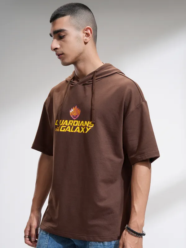 Marvel By Highlander Men Brown Guardians Of The Galaxy Hooded Pullover Sweatshirt